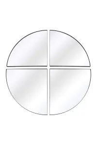 MirrorOutlet The Quadrants Black XL Circular Metal Wall Mirror made up of 4 parts 140 x 140CM