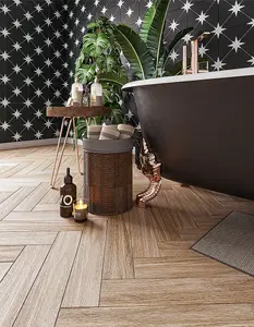 Top Ceramics Oak Porcelain Wood Effect Matt Floor & Wall Tile (L)49.2cm x (W)9.9cm Each box 0.75sqm