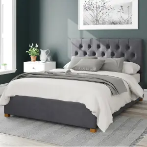 Olivier Fabric Ottoman Bed, Plush Velvet Fabric, Steel, King