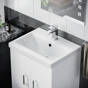 Nes Home 500mm Floorstanding Vanity Unit And Rimless Close Coupled Toilet White