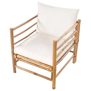 Garden Armchair CERRETO Bamboo Wood Off-White