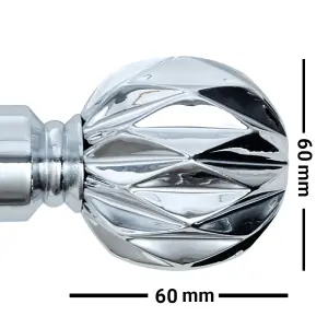 A.Unique Home Geo Ball Metal Extendable Curtain Pole With Rings and Fittings (25/28mm) - Nickel, 70cm - 120cm  Approx