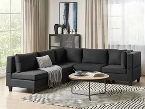 Corner Sofa UNSTAD Black Fabric Left Hand