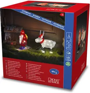 Santa And Sleigh Acrylic Outdoor Christmas Decoration Konstsmide