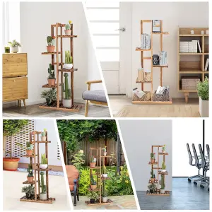 Costway 5 Tier Flower Stand Wooden Vertical Potted Plant Rack Home Garden Freestanding Display Shelf