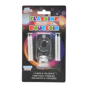 Shatchi Birthday Candle Number 9 Flashing Colour Changing with 4 Candle Cake Decoration