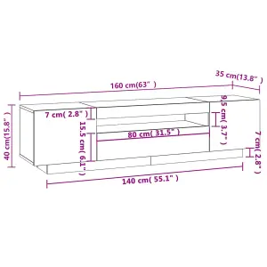 vidaXL TV Cabinet with LED Lights Brown Oak 160x35x40 cm