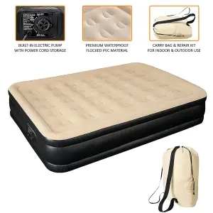 Inflatable High-Raised Queen Air Bed Mattress with Built-In Electric Pump