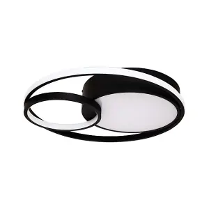 Adara Matt Black Flush LED Ceiling Light