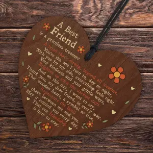 Red Ocean Thoughtful Gift For Best Friend Poem Wood Heart Friendship Gifts For Her Thank You Gifts For Friend