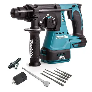 Makita DHR242Z 18v LXT SDS Rotary Hammer Drill + SDS Bits Chisel + Keyless Chuck