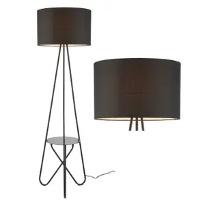 First Choice Lighting Madden Black Floor Lamp with Shelf Detail