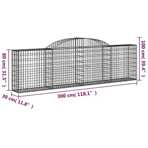 Berkfield Arched Gabion Basket 300x30x80/100 cm Galvanised Iron