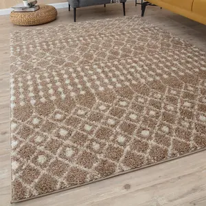 Moroccan Beige Shaggy  Living Room Rug 1020