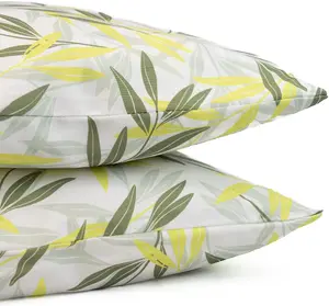 Gardenwize Pair of Outdoor Garden Sofa Chair Furniture Scatter Cushions- Green/Grey Leaf Print