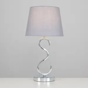 ValueLights Cabonna Modern Sleek Design Polished Chrome Touch Table Lamp with Grey Light Shade