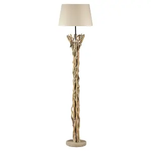 Luminosa Agar Floor Lamp With Tapered Shade, Natural Wood