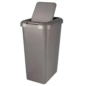 1x Platinum Rubbish Waste Recycling Moda Waste Bin Tall Compact 45L For Home & Kitchen With Special Lid