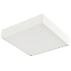 Modern 25w Bright LED Flush Square Ceiling Light in Mat White with Opal Diffuser