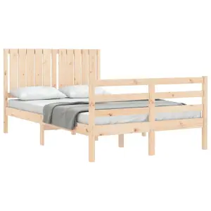 Berkfield Bed Frame with Headboard Small Double Solid Wood