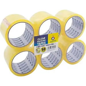 18PC Clear Strong Parcel Packing Tape Cartoon Sealing 48Mm X 50M Sellotape Rolls