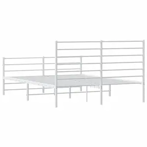 Berkfield Metal Bed Frame with Headboard and Footboard White 150x200 cm 5FT King Size