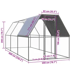 Outdoor Chicken Cage 2x6x2 m Galvanised Steel