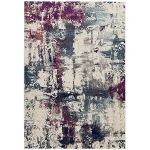 Abstract Navy Modern Easy To Clean Abstract Rug Dining Room-160cm X 230cm