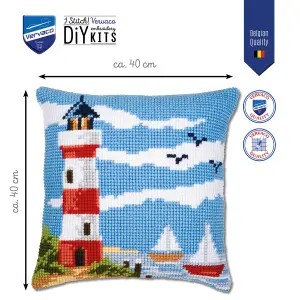 CUSHION LIGHTHOUSE - Cross Stitch Kit: Cushion: Lighthouse Scene - Vervaco