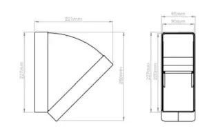 220mm x 90mm  Megaduct Horizontal 45degree Bend, Large Flat Channel Ducting