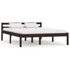 Berkfield Bed Frame Dark Brown Solid Pine Wood 140x200 cm