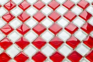 Glass mosaic on mesh for bathroom or kitchen 300mm x 300mm - Red Cross