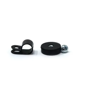 22mm dia x 6mm high Rubber Coated Cable Holding Magnet With 7.9mm Cable Clip (Black) - 4.3kg Pull (Pack of 1)