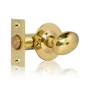 XFORT Rack Bolt Security Kit in Polished Brass, Oval Turn Knob with 55mm Rack Bolt