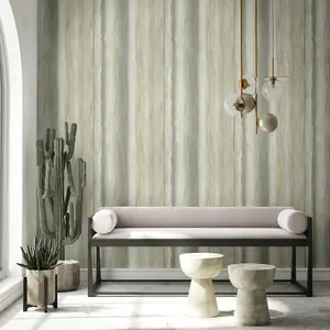 Galerie The New Design Book Green Beige Stripe Wallpaper