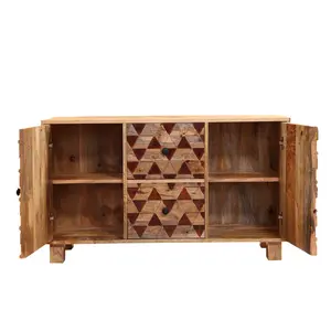 120 Cm Wide 2 Drawer Mango Solid Wood Sideboard