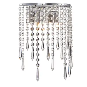 Luminosa Contemporary Wall Lamp Chrome, Hanging Crystal