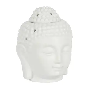 Ceramic Buddha Head Oil Burner - White