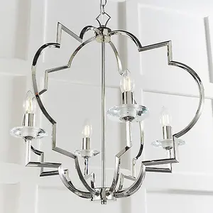 Luminosa Garland 4 Light Ceiling Pendant Polished Nickel & Clear Crystal Glass, E14