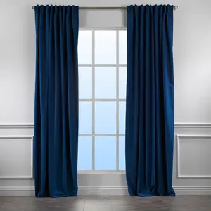 Extra Long & Extra Wide Decorative Curtain Single Panel Navy Blue / 140cm Width x 500cm Drop