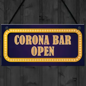 Home Bar Man Cave Pub Sign CORONA BAR OPEN Neon Effect Plaque Gift