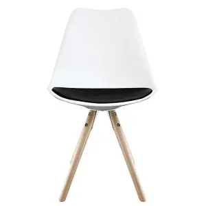 Soho White & Black Plastic Dining Chair with Pyramid Light Wood Legs