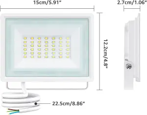 Aigostar 30W LED Floodlight Outdoor, 2510 Lumen Outdoor Security Light, Waterproof IP65 6500K Cool White