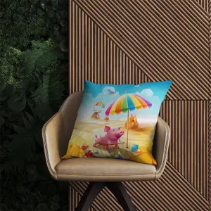 Pig On A Beach Holiday Outdoor Cushion 60cm x 60cm