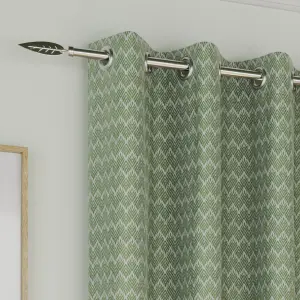 Enhanced Living Aspen Green Chevron Pattern 46 x 54" (117x137cm) Pair of Eyelet Thermal Noise Reducing Room Darkening Curtains