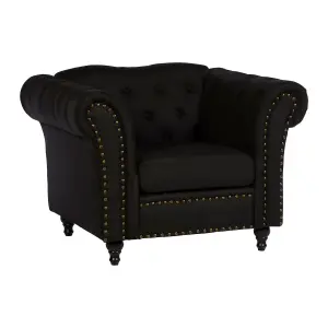 Interiors by Premier Black Chesterfield Chair, Backrest Lounge Chair, Easy to Maintain Accent chair for Living Room