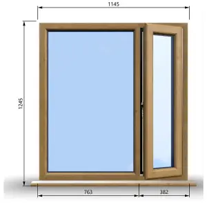 1145mm (W) x 1245mm (H) Wooden Stormproof Window - 1/3 Right Opening Window - Toughened Safety Glass