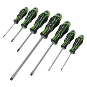 Sealey Screwdriver Set With Hanging Holes 7 Pieces GripMAX Hi-Vis Green AK4325HV