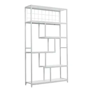 White Bookshelf Storage Rack with Open Shelves for Office