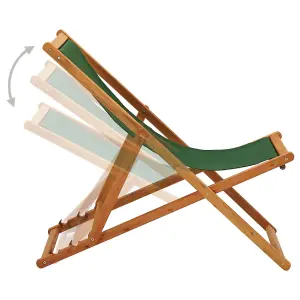 Berkfield Folding Beach Chair Eucalyptus Wood and Fabric Green